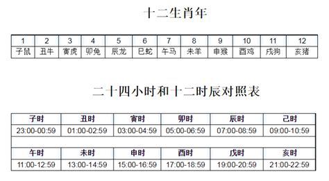 地支时间表